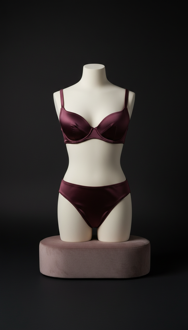 Conjunto de seda berenjena profunda