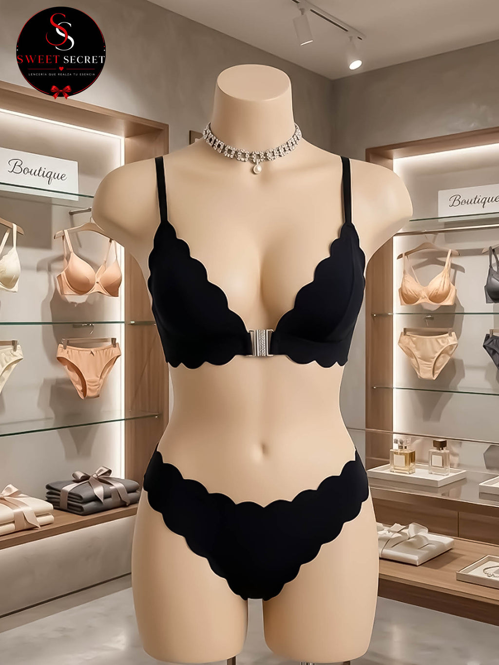 Conjunto con Ribete Ondulado y Botones Frontales
