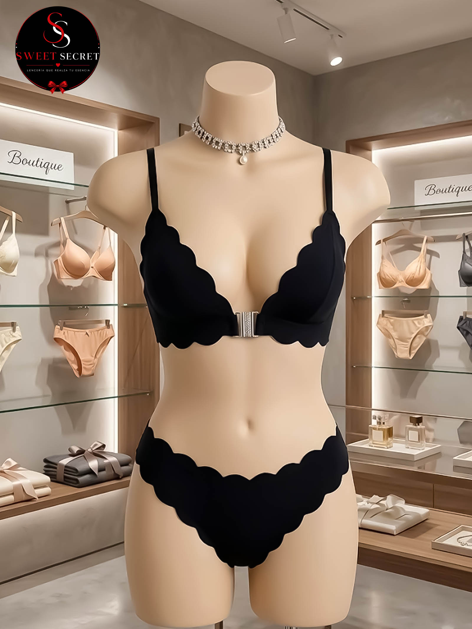 Conjunto con Ribete Ondulado y Botones Frontales