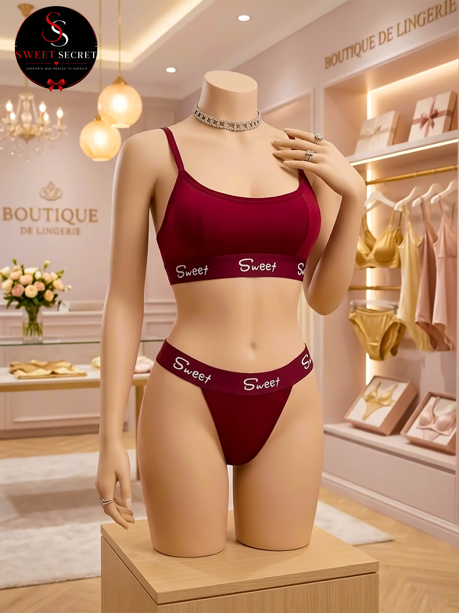 Set de Lencería Confort "Sweet" en Rojo Intenso
